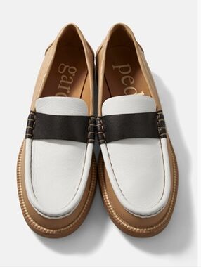 PEDRO GARCIA StIna Loafer Colorblock Leather Slip On Luxury Taupe Brown 7.5